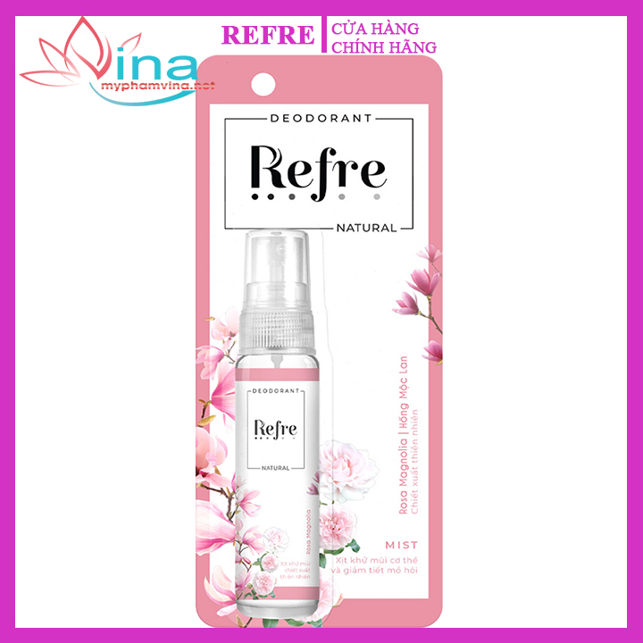 Xịt khử mùi Refre Natural Rosa Magnolia - Hương hồng mộc lan 30ml