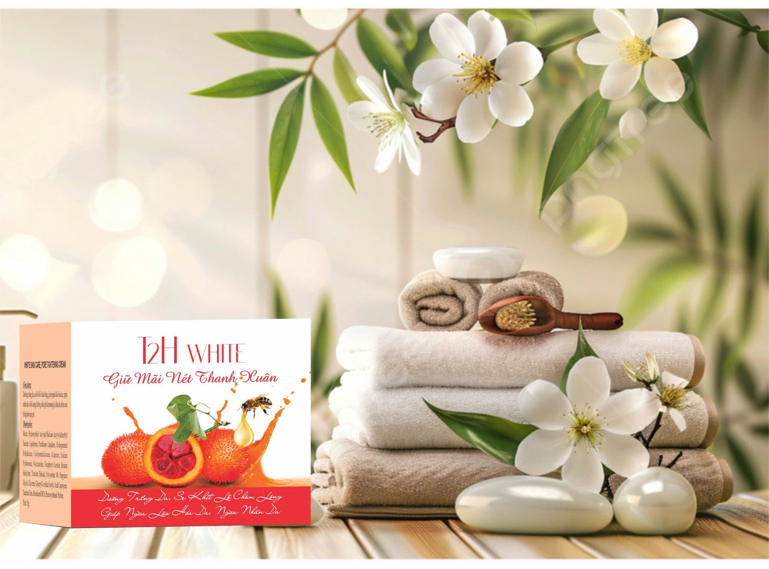 Kem T2H White Trắng Da-Se Khít Lỗ Chân Lông-Chống Nắng Ngừa Lão Hóa Da Và Giữ Ẩm 30g
