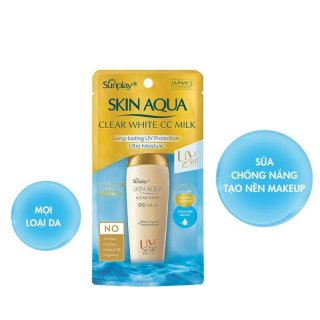 Sữa Chống Nắng Tạo Nền Trắng Mịn Skin Aqua Clear White CC Milk Sunplay 25Gr 2