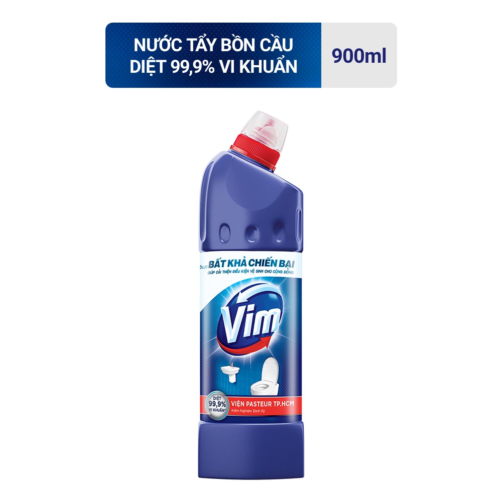 Nước tẩy bồn cầu Vim diệt khuẩn xanh biển 880ml 1