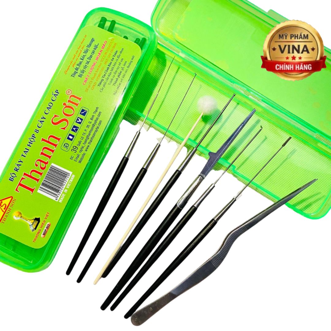 Bộ dụng cụ lấy ráy tai móc ráy tai Thanh Sơn 8 món kèm hộp nhựa