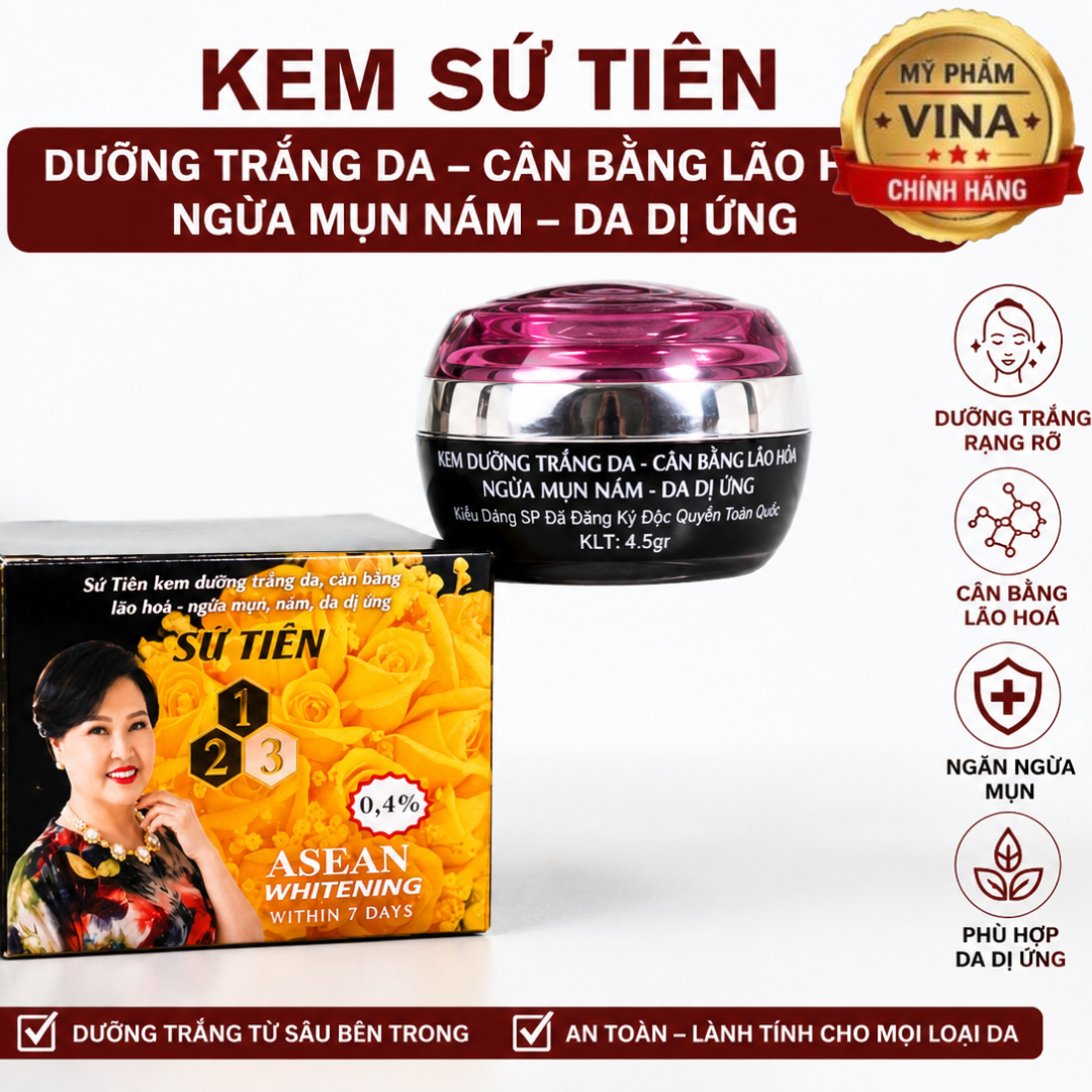 Kem Trắng da 7 ngày Sứ Tiên - trắng da chống lão hóa 4.5g (đen)