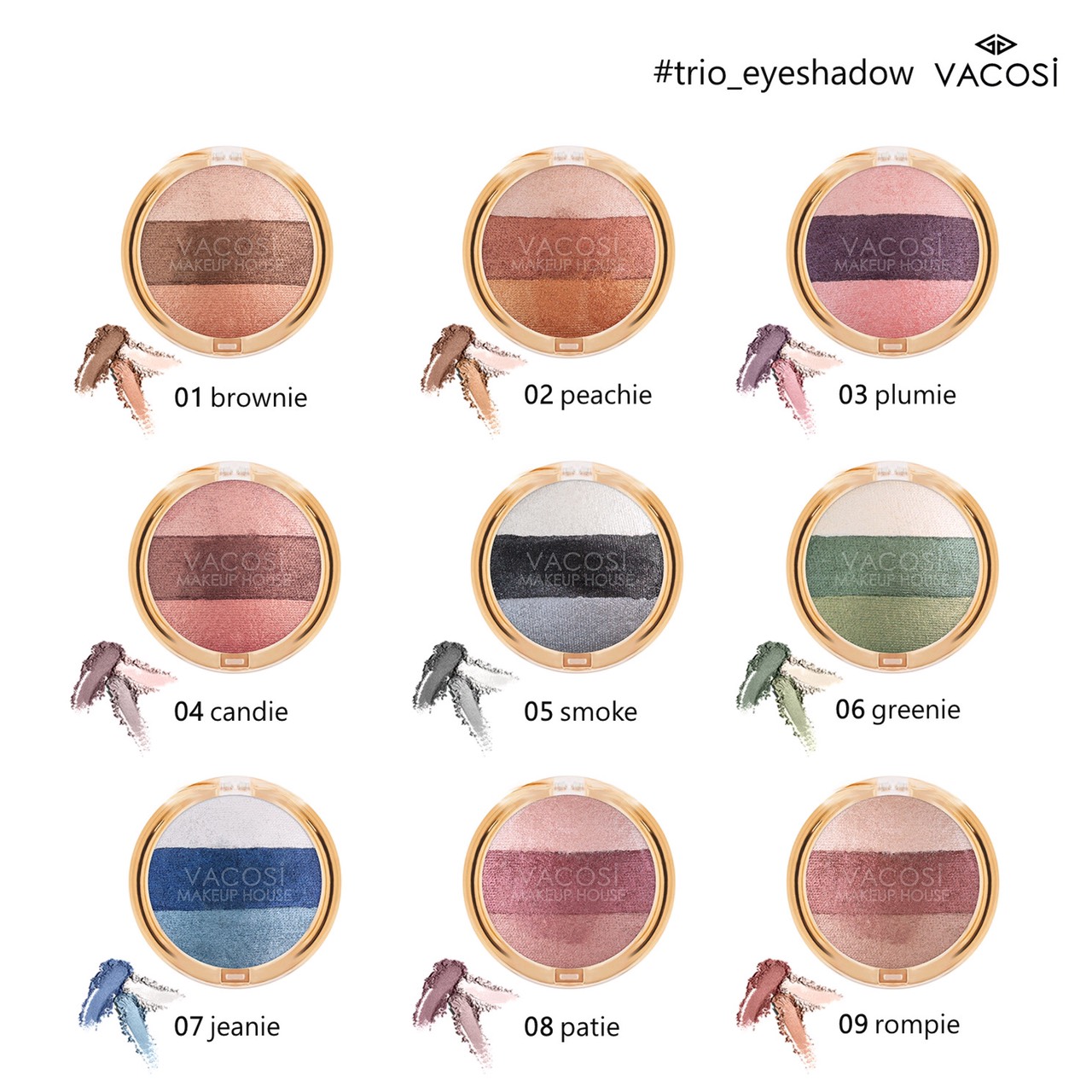PHẤN MẮT VACOSI NATURAL STUDIO TRIO EYESHADOW 3 MÀU (HỘP TRÒN) 1