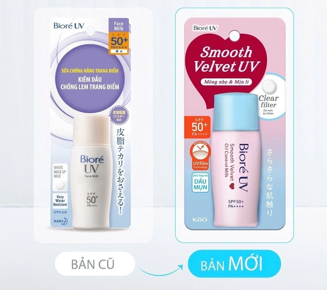 Sữa Chống Nắng Màng Nhung Kiểm Soát Bóng Nhờn Biore UV Smooth Velvet Oil Control Milk SPF50+ PA++++ 30ml