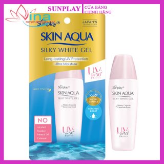 Gel chống nắng dưỡng da trắng mượt Sunplay Skin Aqua Silky White Gel SPF 50+, PA++++ 30g 1