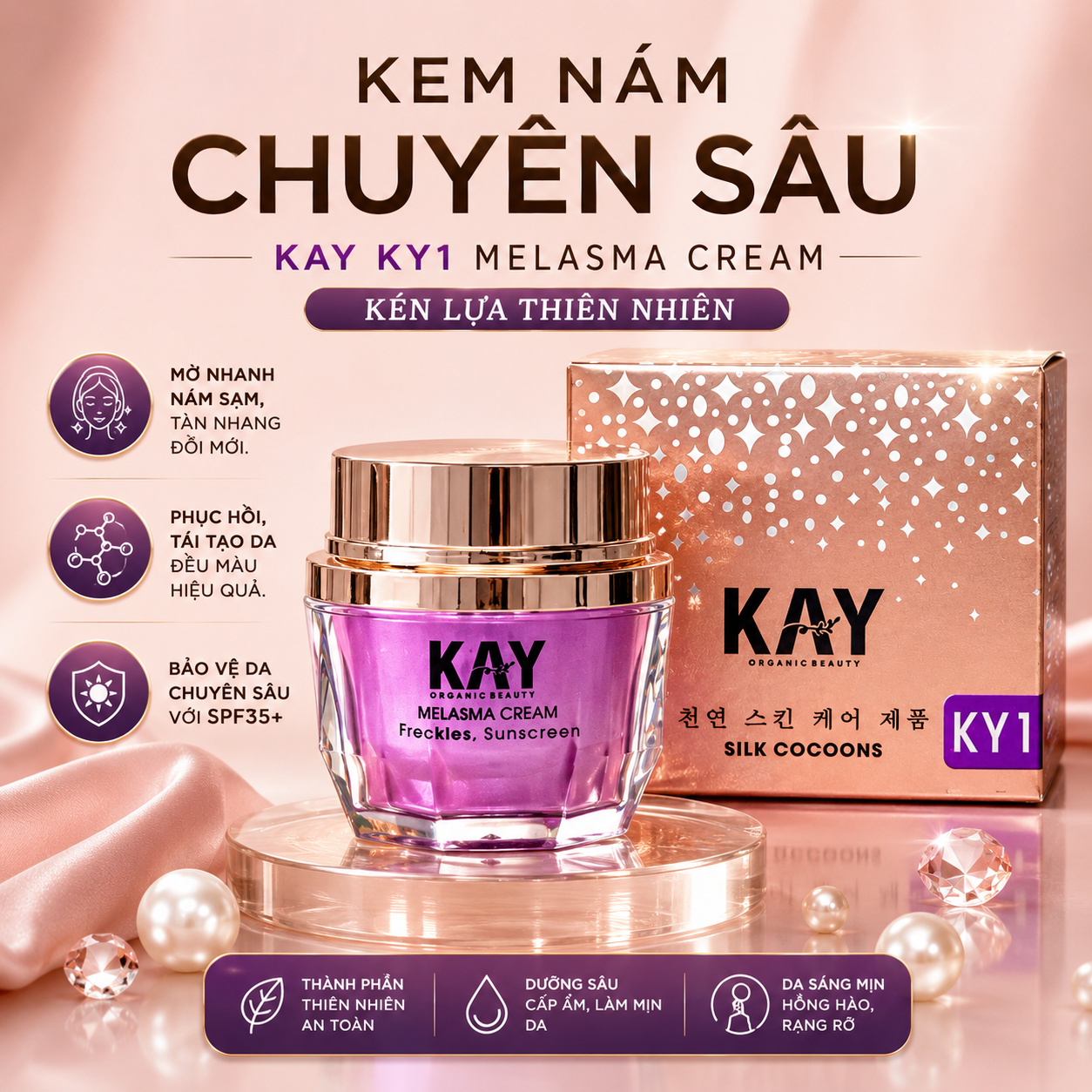 Kem KAY KY1 Sạch Nám Tàn Nhang Đồi Mồi Chống Nắng 15GR 2
