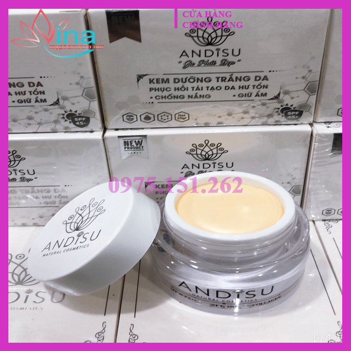 Kem Dưỡng Trắng Da Và Phục Hồi Tái Tạo Da Hư Tổn Andisu 25gr