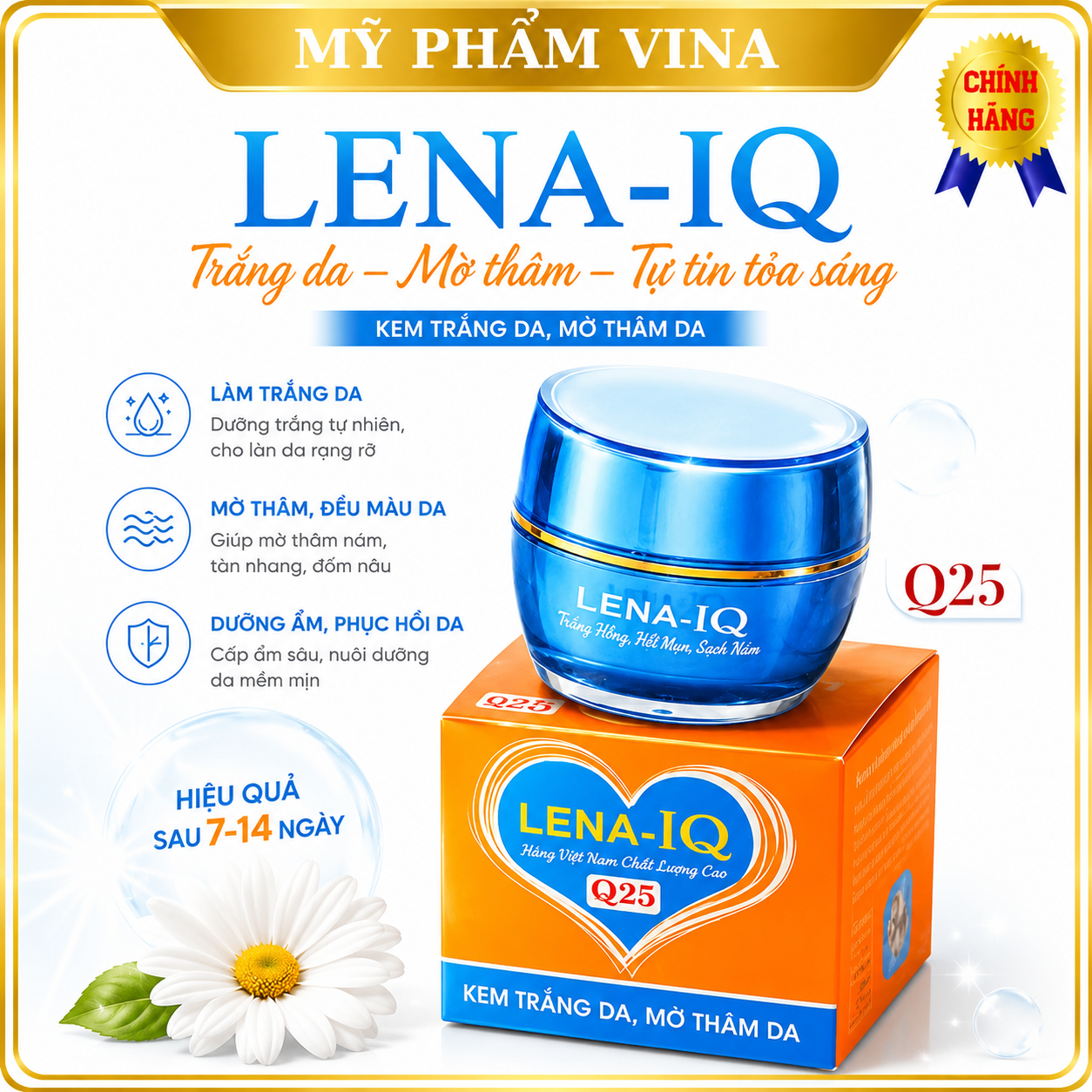 Kem Dưỡng Trắng LENA IQ Q25 - Giảm Thâm, Phục Hồi, Tái Tạo Da, Mờ Nhăn Quầng Mắt 18g 2