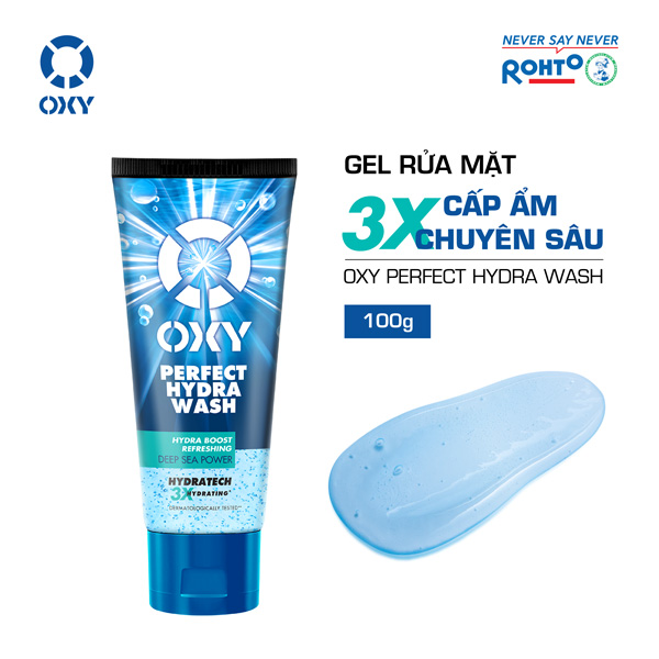 GEL RỬA MẶT OXY PERFECT HYDRA WASH 3X - CẤP ẨM TRIỆU HẠT MÁT XA GỐC TỰ NHIÊN 100ml