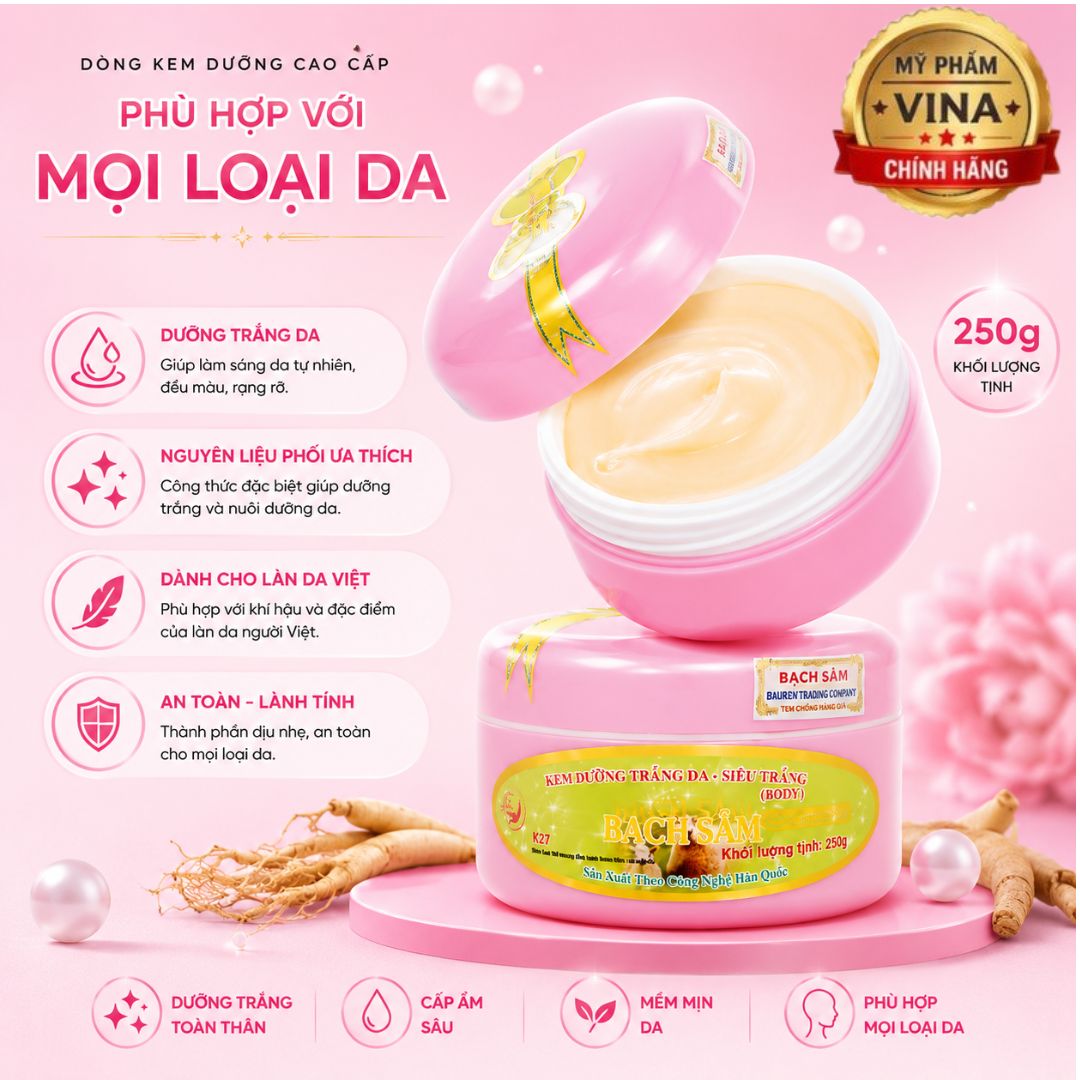 Kem dưỡng trắng da toàn thân Bạch Sâm K27 (250g) 1