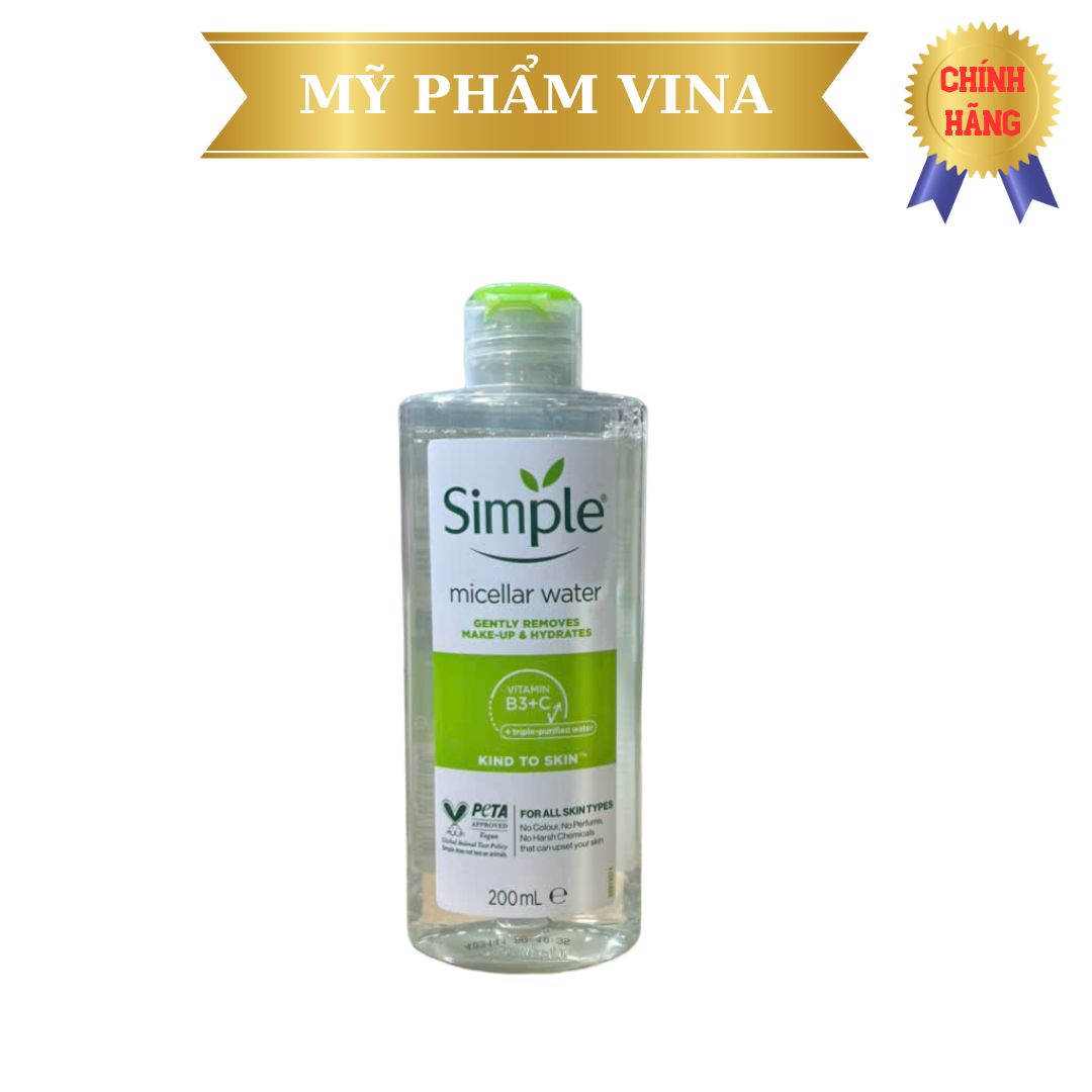 Nước tẩy trang Simple Kind to Skin Micellar Cleansing Water 200ml