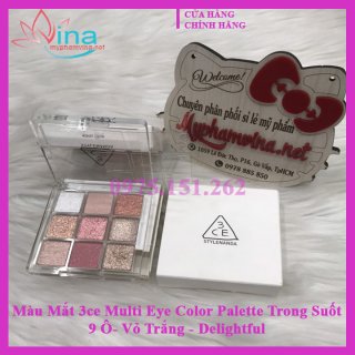 Màu Mắt 3ce Multi Eye Color Palette Trong Suốt 9 Ô- Vỏ Trắng - Delightful 1