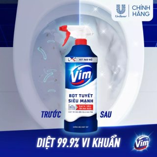 Xịt bọt tuyết siêu mạnh VIM tẩy bồn cầu và nhà tắm chai 500ml
