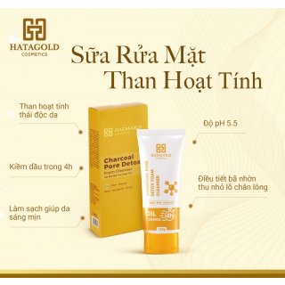 Sữa Rửa Mặt Hatagold Thải Độc Than Hoạt Tính - Charcoal Pore Detox Foam Cleanser - Oil Control 4h - 100gr