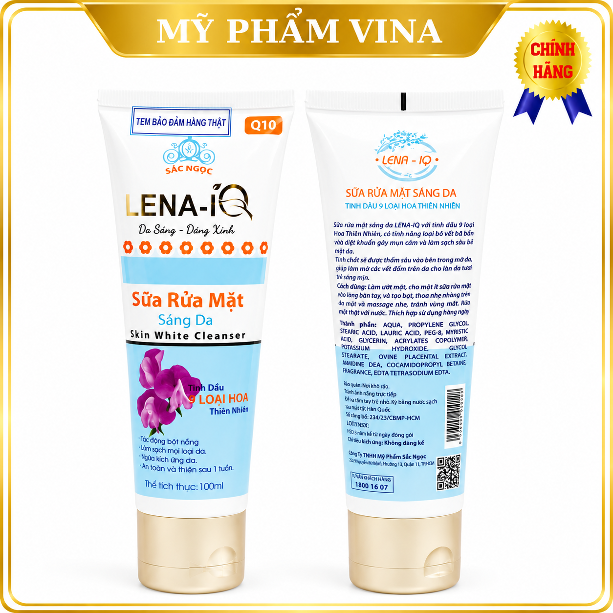 Sữa rửa mặt sáng da LENA-IQ Q10 (100ml) 2