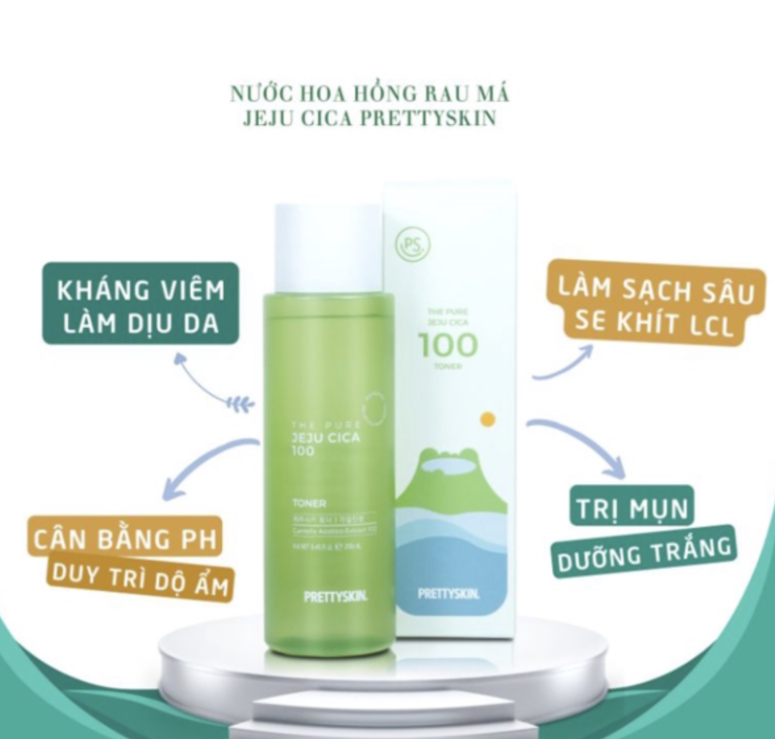 Nước Hoa Hồng Rau Má Pretty Skin The Pure Jeju Cica 100 Toner - 250ML 2