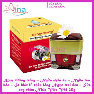 Kem Nhật Việt Ngọc trai đen – Sữa ong chúa dưỡng trắng – Ngừa nhăn da – Ngừa lão hóa – Se khít lỗ chân lông V14 20gr 1