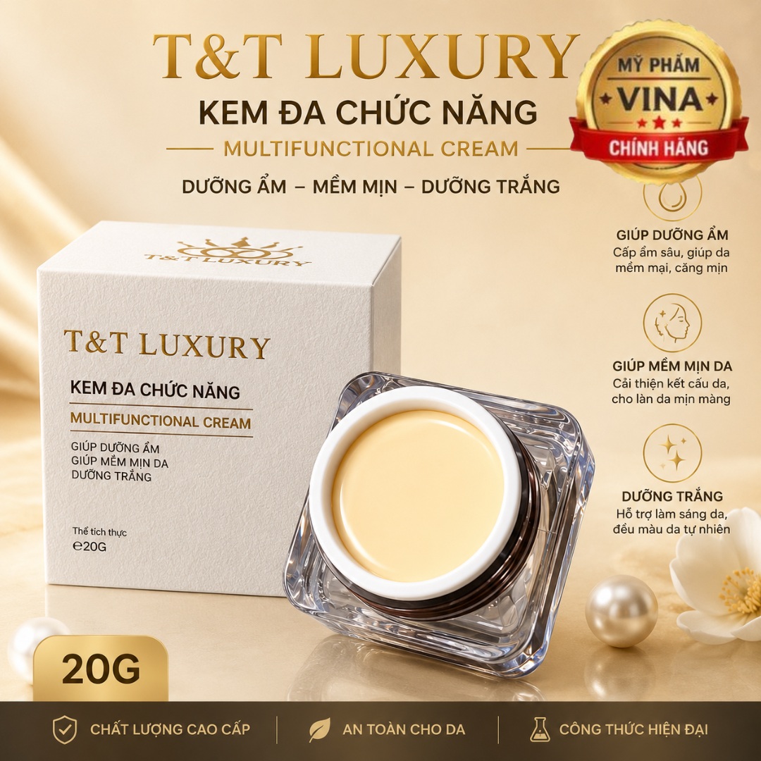 Kem T&T LUXURY Đa Chức Năng Giúp Dưỡng Ẩm Mềm Mịn Dưỡng Trắng Da 20g SPF 45 PA++ 20gr