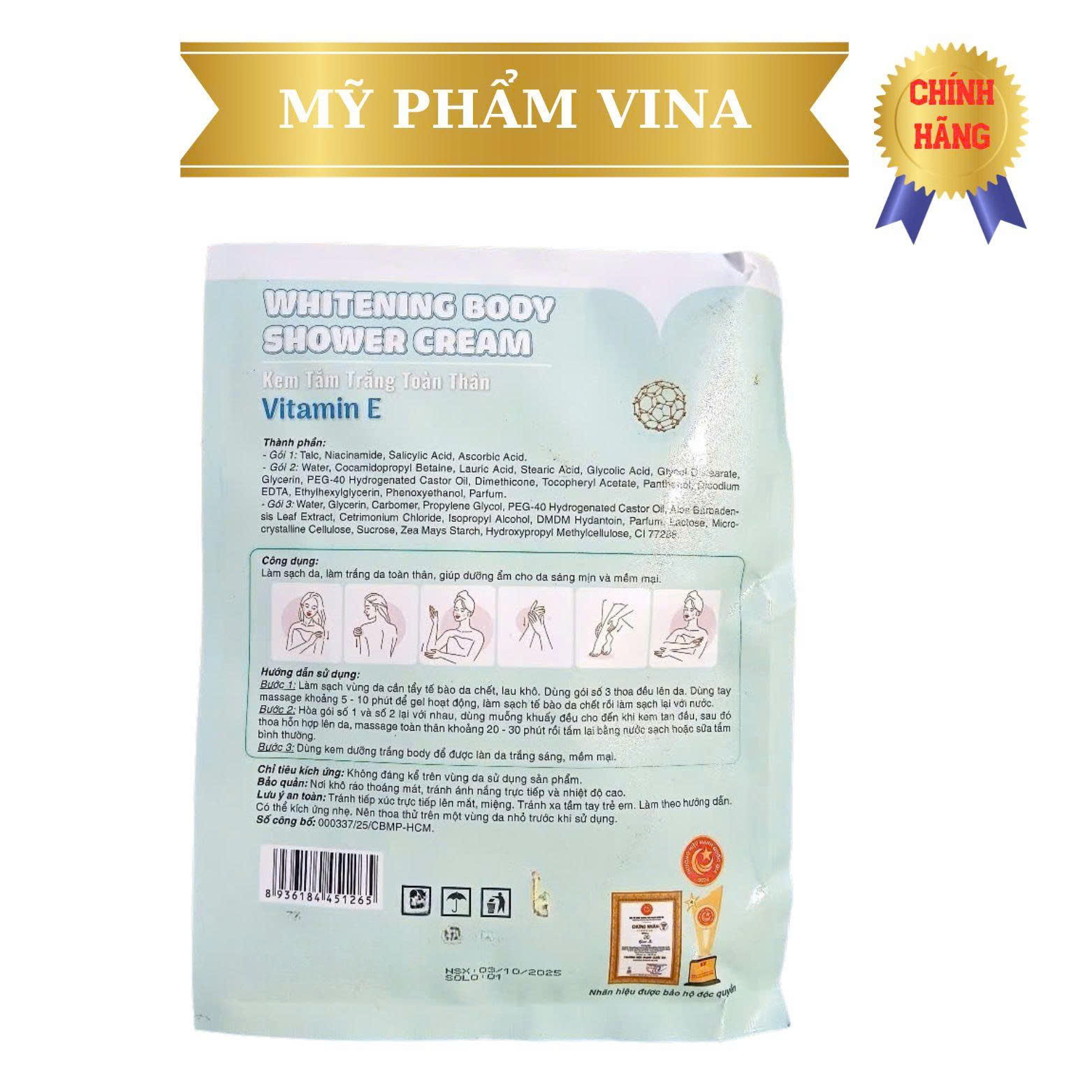 (XANH) Tắm Trắng HD HOÀNG DŨNG Toàn Thân Tinh Chất Vitamin E _130G 2