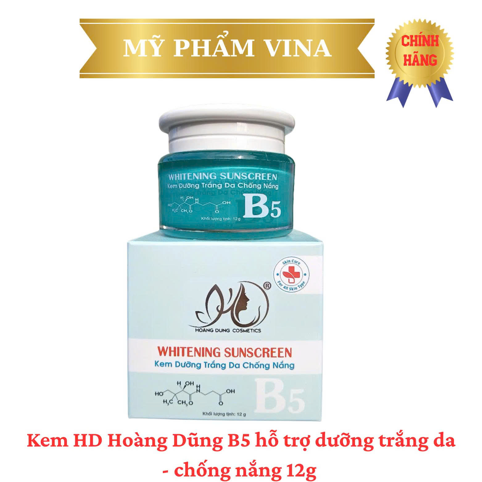 ( Xanh) Kem Whitening Sunscreen HD Hoàng Dũng B5 - Hỗ Trợ Trắng Da, Chống Nắng 12g