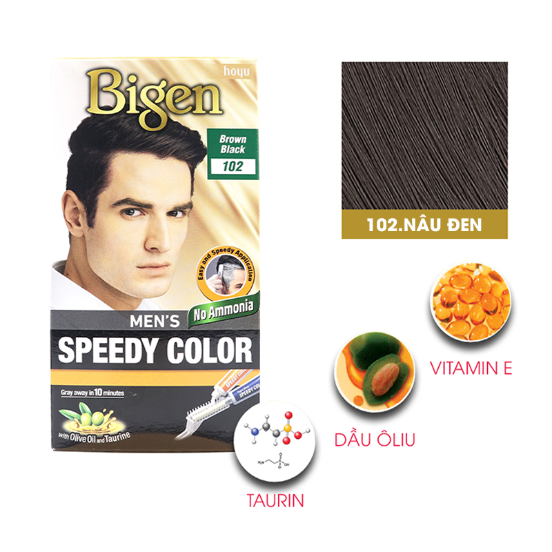 Thuốc Nhuộm Tóc phủ bạc Bigen Men’s Speedy Color SỐ 102 - MÀU NÂU ĐEN