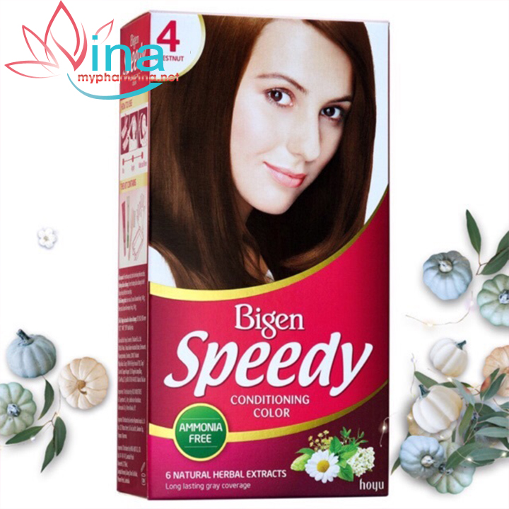 Thuốc nhuộm tóc Bigen Speedy Conditioning Color số 4 màu nâu hạt dẻ 80g
