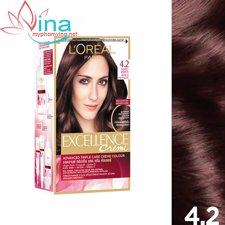 Thuốc Nhuộm Tóc Phủ Bạc Loreal Excellence Cream 172ml - Số 4.2 - Màu Nâu Ánh Tím 1