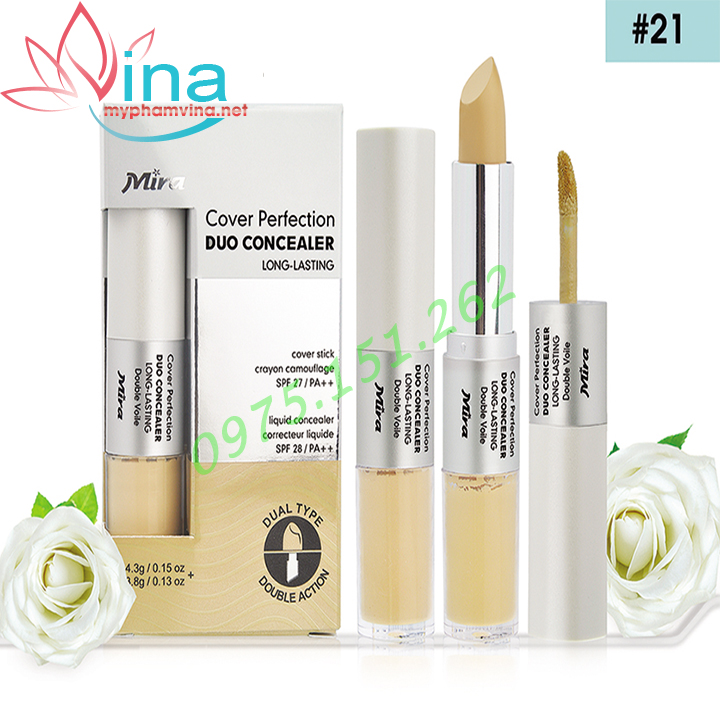 Thanh che khuyết điểm chống nắng 2 đầu Mira số 21 (hàn quốc)