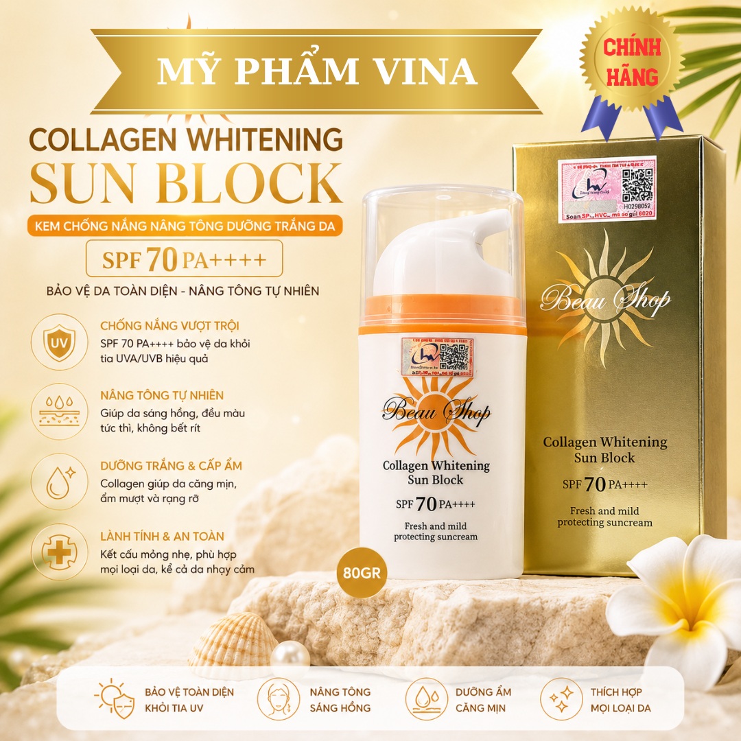 Kem chống nắng Beau Shop Collagen Whitening Sun Block SPF 70/PA++++ ( 80g) 1