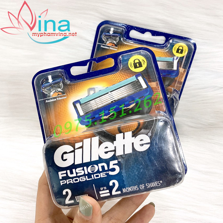 Hộp Lưỡi dao cạo râu cao cấp Gillette Fusion 5 lưỡi vỉ 2 cái Proglide không pin 1
