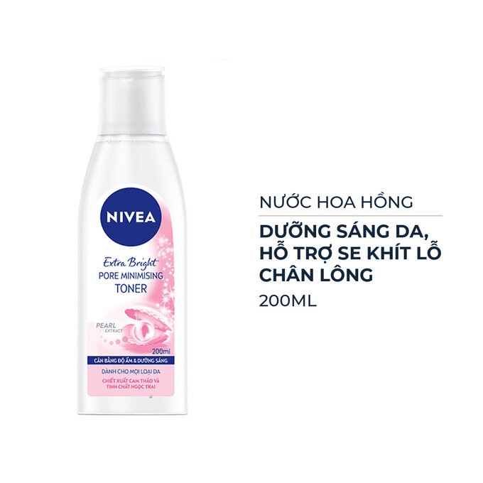 Nước Hoa Hồng Nivea Dưỡng Trắng Da & Se Khít Lỗ Chân Lông 200ml 2