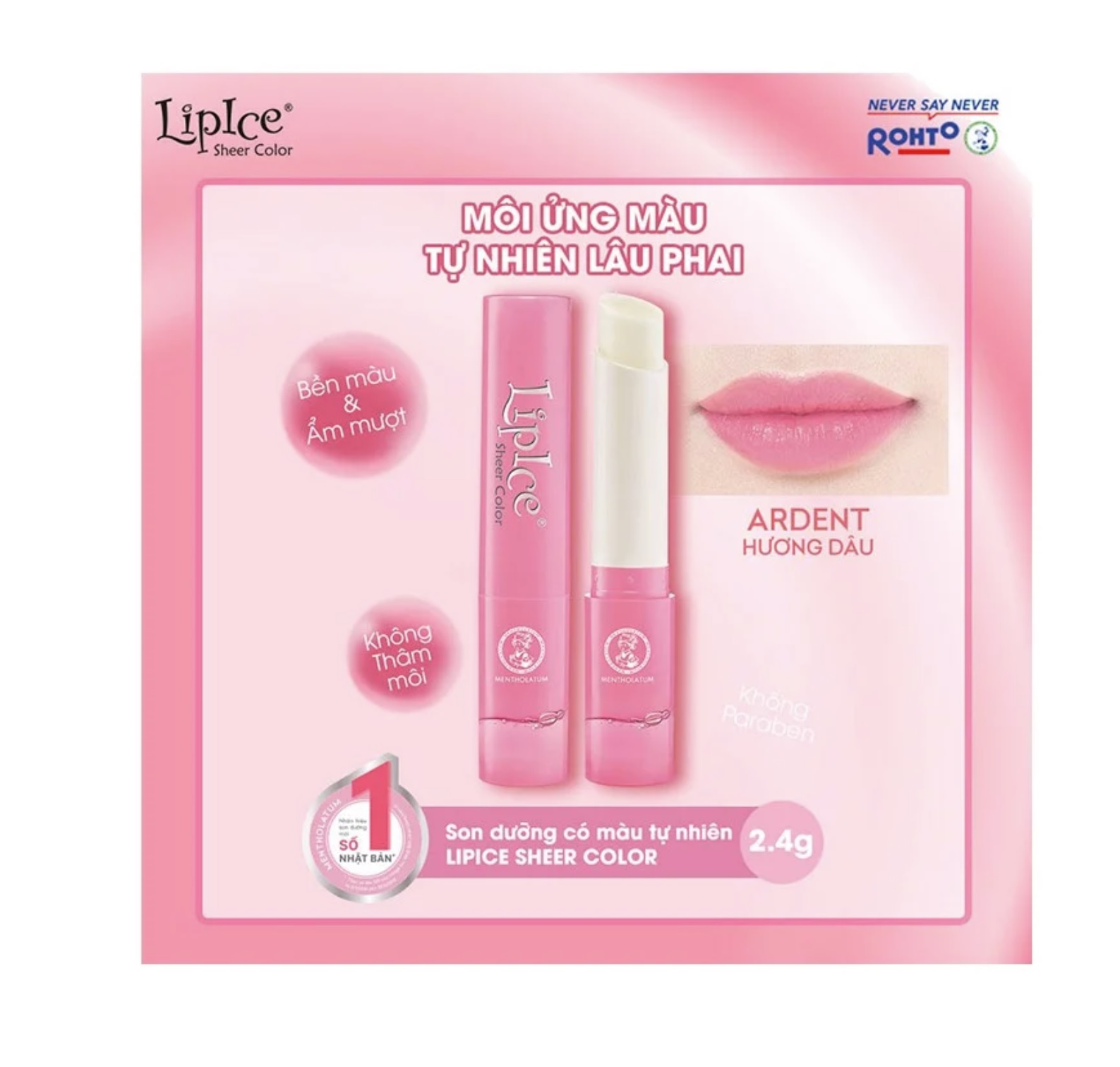 Son Dưỡng môi LipIce Sheer Color Ardent – Hương dâu 2.4g 2