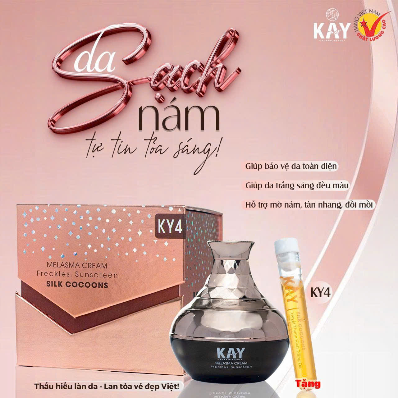 Kem KAY KY4 Sạch Nám Tàn Nhang Đồi Mồi Chống Nắng 30GR - Tặng kèm 1 ống huyết thanh kích trắng da 2