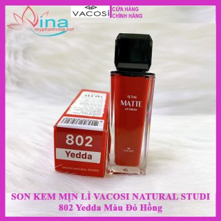 SON KEM MỊN LÌ VACOSI NATURAL STUDIO MATTE LIP CREAM #802: ĐỎ HỒNG 1
