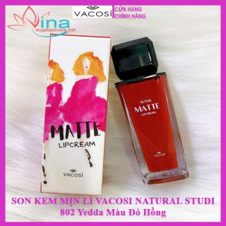 SON KEM MỊN LÌ VACOSI NATURAL STUDIO MATTE LIP CREAM #802: ĐỎ HỒNG 2