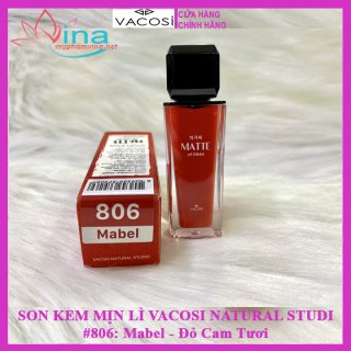 SON KEM MỊN LÌ VACOSI NATURAL STUDIO MATTE LIP CREAM #806: MABEL - ĐỎ CAM TƯƠI 2