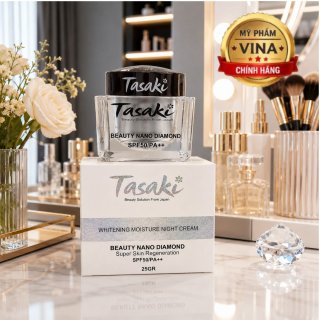Kem Tasaki dưỡng trắng và phục hồi da Nano Kim Cương 25GR - Tasaki Whitening Moisture Night Cream 